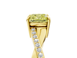 Yellow gold Fancy Yellow Cushion  Cut Diamond Twisted Band Engagement Ring with Prong Setting_8
