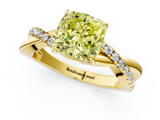 Yellow gold Fancy Yellow Cushion  Cut Diamond Twisted Band with Pavé Setting and Four-Prong Setting_21