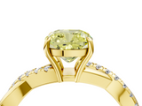 Yellow gold Fancy Yellow Cushion  Cut Diamond Twisted Band with Pavé Setting and Four-Prong Setting_24