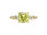 Yellow gold Fancy Yellow Cushion  Cut Diamond Vine Band with Four-Prong Setting_36