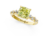 Yellow gold Fancy Yellow Cushion  Cut Diamond Vine Band with Four-Prong Setting_37