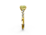 Yellow gold Fancy Yellow Cushion  Cut Diamond Vine Band with Four-Prong Setting_44