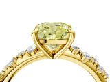 Yellow gold Fancy Yellow Cushion  Cut Diamond Vine Band with Four-Prong Setting_46