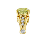 Yellow gold Fancy Yellow Cushion  Cut Diamond with Milgrain Marquise and Bezel Accents on a Solitaire Band with Prong Setting_191
