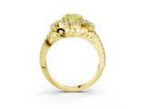 Yellow gold Fancy Yellow Cushion  Cut Double Halo Diamond Engagement Ring with Pave Band and Four-Prong Setting_45