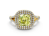 Yellow gold Fancy Yellow Cushion  Cut Double Halo Split Shank Diamond Ring with Prong Setting_48