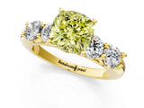 Yellow gold Fancy Yellow Cushion  Cut Five-Stone Prong Set Diamond Ring with Classic Band_33