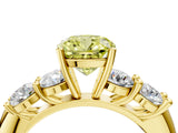 Yellow gold Fancy Yellow Cushion  Cut Five-Stone Prong Set Diamond Ring with Classic Band_36