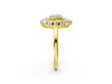 Yellow gold Fancy Yellow Cushion Cut Halo Cluster Diamond Ring with Pave Band and Four-Prong Setting_14