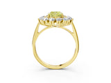 Yellow gold Fancy Yellow Cushion Cut Halo Cluster Diamond Ring with Pave Band and Four-Prong Setting_15