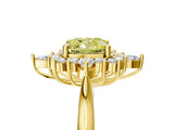 Yellow gold Fancy Yellow Cushion Cut Halo Diamond Cluster Ring with Marquise and Round Stones on a White Gold Band with Prong Setting_5