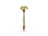 Yellow gold Fancy Yellow Cushion  Cut Halo Diamond Engagement Ring with Pave Band and Four-Prong Setting_22