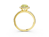 Yellow gold Fancy Yellow Cushion  Cut Halo Diamond Engagement Ring with Pave Band and Four-Prong Setting_23