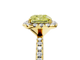 Yellow gold Fancy Yellow Cushion  Cut Halo Diamond Engagement Ring with Pave Band and Four-Prong Setting_25