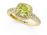 Yellow gold Fancy Yellow Cushion  Cut Halo Diamond Engagement Ring with Pave Band and Four-Prong Setting_29