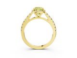 Yellow gold Fancy Yellow Cushion  Cut Halo Diamond Engagement Ring with Pave Band and Four-Prong Setting_31