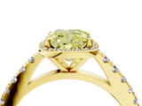 Yellow gold Fancy Yellow Cushion  Cut Halo Diamond Engagement Ring with Pave Band and Four-Prong Setting_32