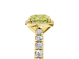 Yellow gold Fancy Yellow Cushion  Cut Halo Diamond Engagement Ring with Pave Band and Four-Prong Setting_33
