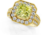 Yellow gold Fancy Yellow Cushion Cut Halo Diamond Engagement Ring with Pave Split Shank and Four-Prong Setting_1