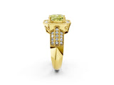 Yellow gold Fancy Yellow Cushion Cut Halo Diamond Engagement Ring with Pave Split Shank and Four-Prong Setting_2