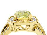 Yellow gold Fancy Yellow Cushion Cut Halo Diamond Engagement Ring with Pave Split Shank and Four-Prong Setting_4