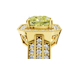 Yellow gold Fancy Yellow Cushion Cut Halo Diamond Engagement Ring with Pave Split Shank and Four-Prong Setting_5