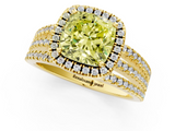 Yellow gold Fancy Yellow Cushion  Cut Halo Diamond Engagement Ring with Split Shank and Four-Prong Setting_21