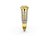 Yellow gold Fancy Yellow Cushion  Cut Halo Diamond Engagement Ring with Split Shank and Four-Prong Setting_22
