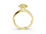 Yellow gold Fancy Yellow Cushion  Cut Halo Diamond Engagement Ring with Split Shank and Four-Prong Setting_23