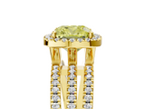 Yellow gold Fancy Yellow Cushion  Cut Halo Diamond Engagement Ring with Split Shank and Four-Prong Setting_25