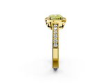 Yellow gold Fancy Yellow Cushion  Cut Halo Diamond Pave Band Ring with Four-Prong Setting_47