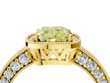 Yellow gold Fancy Yellow Cushion  Cut Halo Diamond Pave Band Ring with Four-Prong Setting_49