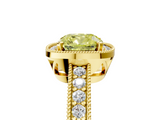 Yellow gold Fancy Yellow Cushion  Cut Halo Diamond Pave Band Ring with Four-Prong Setting_50