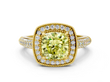 Yellow gold Fancy Yellow Cushion  Cut Halo Diamond Pave Band with Four-Prong Setting_35