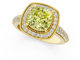 Yellow gold Fancy Yellow Cushion  Cut Halo Diamond Pave Band with Four-Prong Setting_36