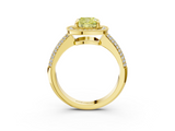 Yellow gold Fancy Yellow Cushion  Cut Halo Diamond Pave Band with Four-Prong Setting_38