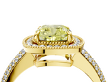 Yellow gold Fancy Yellow Cushion  Cut Halo Diamond Pave Band with Four-Prong Setting_39