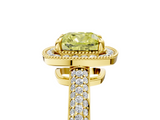 Yellow gold Fancy Yellow Cushion  Cut Halo Diamond Pave Band with Four-Prong Setting_40