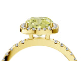 Yellow gold Fancy Yellow Cushion Cut Halo Diamond Pave Band with Prong Setting_4