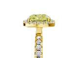 Yellow gold Fancy Yellow Cushion Cut Halo Diamond Pave Band with Prong Setting_5