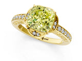 Yellow gold Fancy Yellow Cushion  Cut Halo Diamond Ring with Channel Set Band and Four-Prong Setting_53