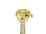 Yellow gold Fancy Yellow Cushion  Cut Halo Diamond Ring with Channel Set Band and Four-Prong Setting_57