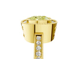 Yellow gold Fancy Yellow Cushion  Cut Halo Diamond Ring with Pavé Band and Milgrain Prong Setting_37