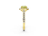 Yellow gold Fancy Yellow Cushion Cut Halo Diamond Ring with Pavé Band and Three-Prong Setting_2