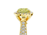Yellow gold Fancy Yellow Cushion Cut Halo Diamond Ring with Pavé Band_5
