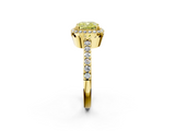 Yellow gold Fancy Yellow Cushion  Cut Halo Diamond Ring with Pave Band and Four-Prong Setting_27