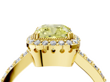 Yellow gold Fancy Yellow Cushion  Cut Halo Diamond Ring with Pave Band and Four-Prong Setting_29