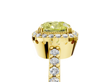 Yellow gold Fancy Yellow Cushion  Cut Halo Diamond Ring with Pave Band and Four-Prong Setting_30
