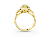 Yellow gold Fancy Yellow Cushion  Cut Halo Diamond Ring with Scrollwork Band and Four-Prong Setting_57