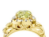Yellow gold Fancy Yellow Cushion  Cut Halo Diamond Ring with Scrollwork Band and Four-Prong Setting_58